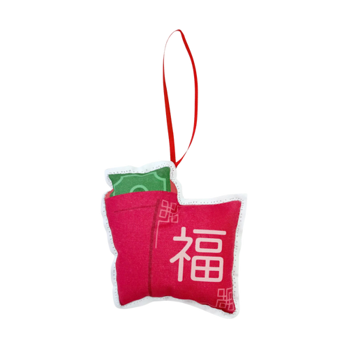 Red pocket fabric ornament