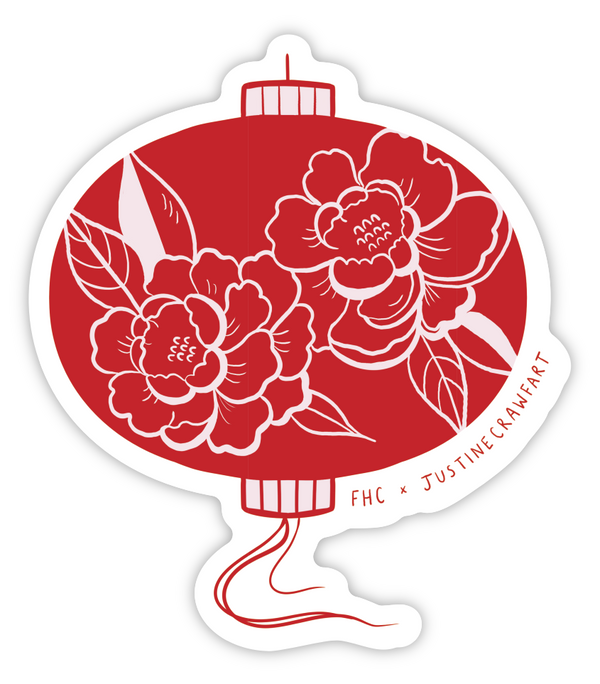 FHC x Justine Crawfart Red Floral Lantern Magnet