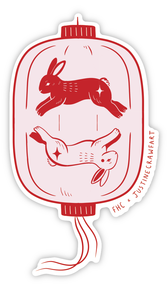 FHC x Justine Crawfart Pink Bunny Lantern Vinyl Sticker