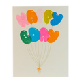 Happy Bday Balloons Risograph Greeting Card