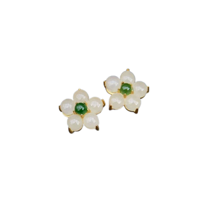 White Jade Flower Earrings