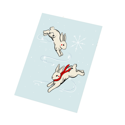 Winter Rabbits Greeting Card