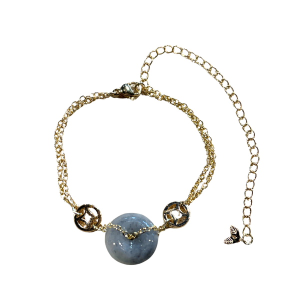 Black Jadeite Lucky Coin Donut Bracelet