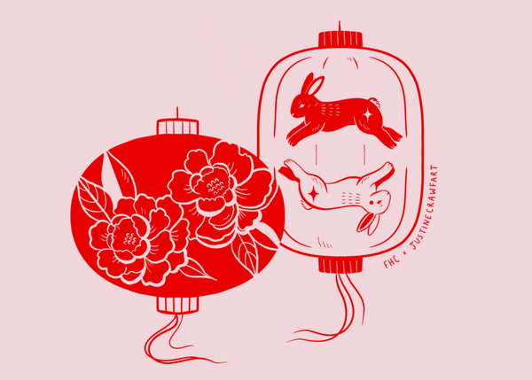 FHC x Justine Crawfart Pink Bunny Lantern Postcard