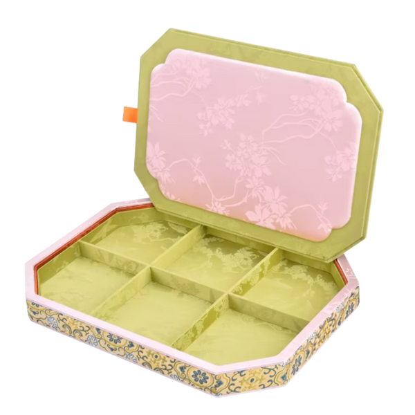 Large Embroidered Jewelry Tray With Lid