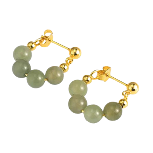 Jade Beaded Hoop Earrings