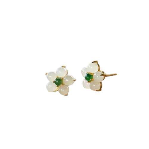 White Jade Flower Earrings