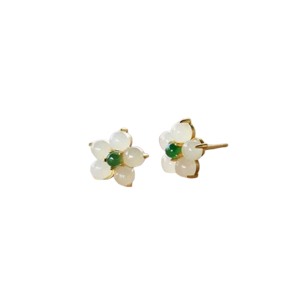White Jade Flower Earrings