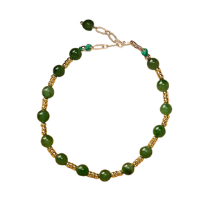 Beaded Jade Chain Bracelet