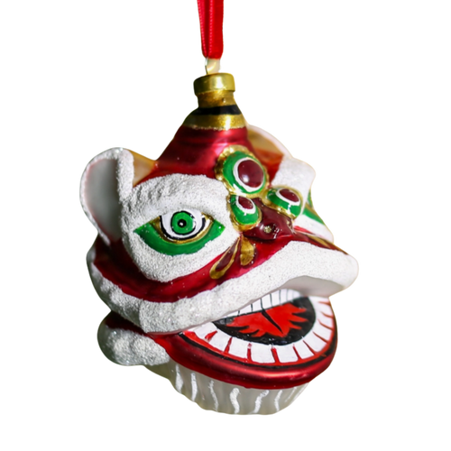 Glass Lion Head Ornament