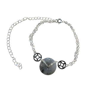 Black Jadeite Lucky Coin Donut Bracelet