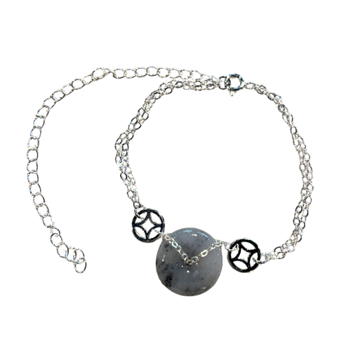 Black Jadeite Lucky Coin Donut Bracelet