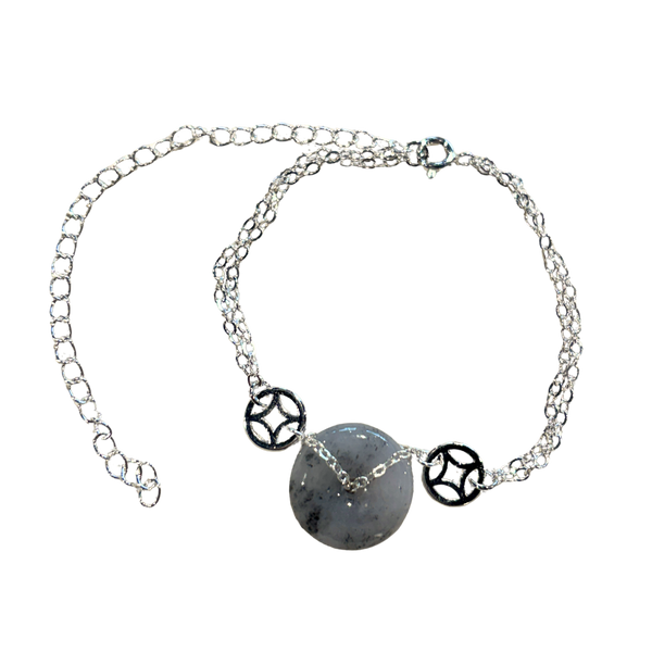 Black Jadeite Lucky Coin Donut Bracelet