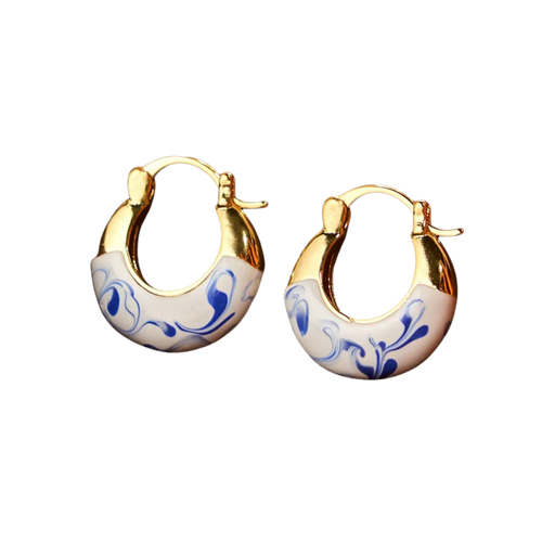 Enamel Glaze Tapered Hoop Earrings