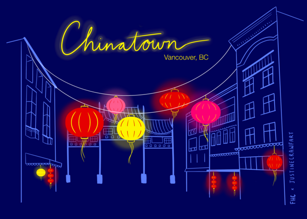 FHC x Justine Crawfart Vancouver Chinatown Cityscape Postcard