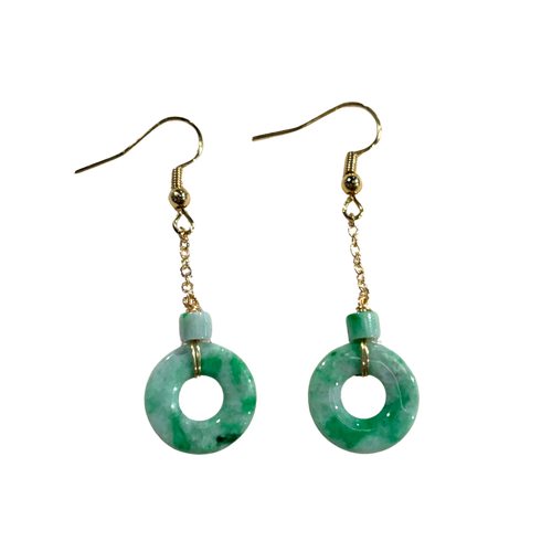 Donut Jade Drop Earrings