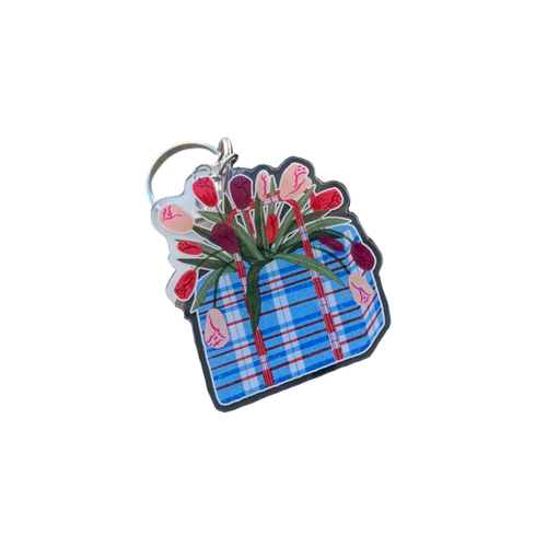 Laundry Bag Tulips Acrylic Keychain