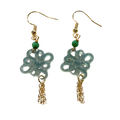 Lucky Knot Tassel Jade Drop Earrings