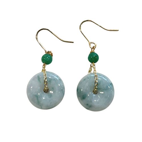 Coin Jade Drop Earrings
