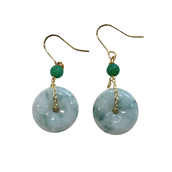 Coin Jade Drop Earrings