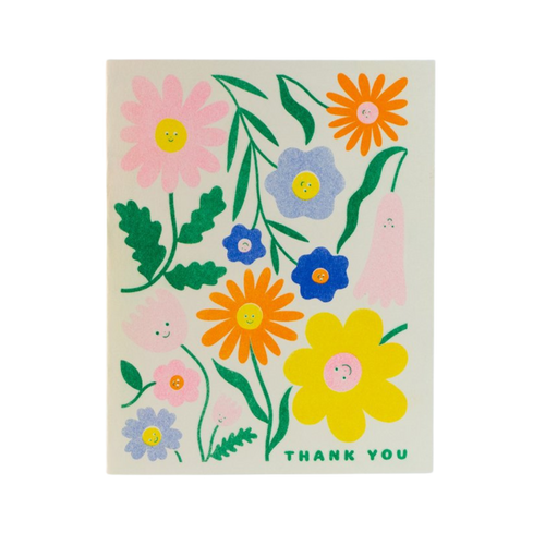 Thank You Flowers Risograph Greeting Card