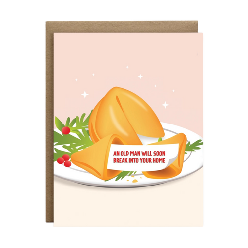 Old Man Break in, Fortune Cookie Christmas Greeting Card
