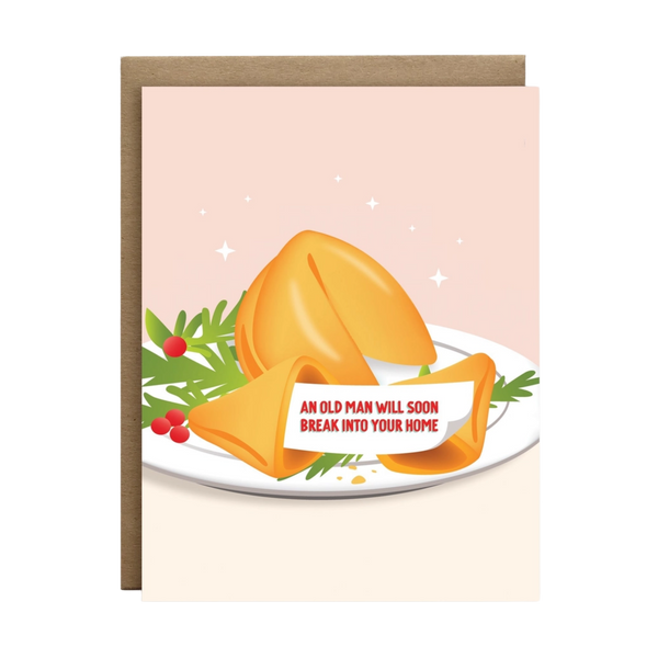 Old Man Break in, Fortune Cookie Christmas Greeting Card