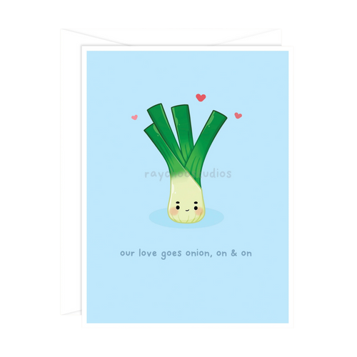 Our Love Goes Onion, On & On Greeting Card