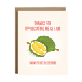 Durian Appreciation Card