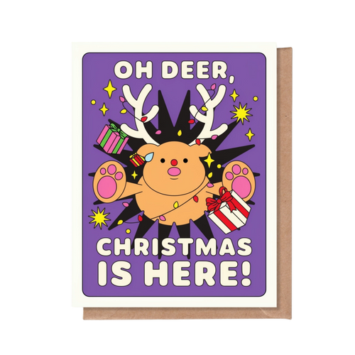 Oh Deer Christmas Is Here Greeting Card