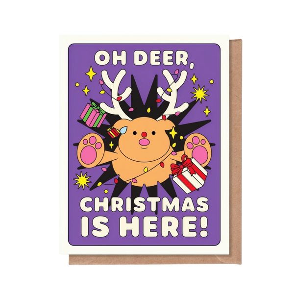 Oh Deer Christmas Is Here Greeting Card