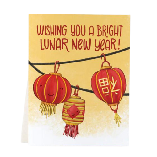 Happy Lunar New Year's Paper Lantern Greeting Card