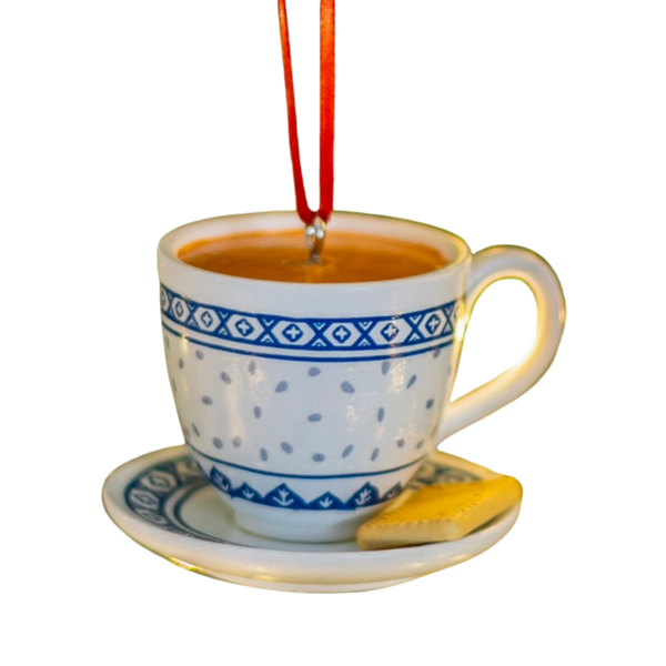 Blue and White Teacup and Saucer Ornament