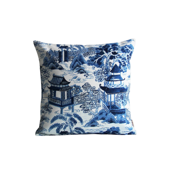 Chinois Blue Pavilion Chinoiserie Pillow Cover