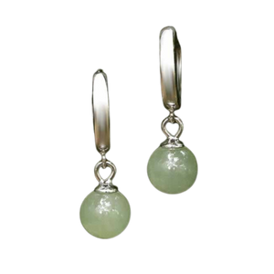 Hoop and Jade Bead Earrings