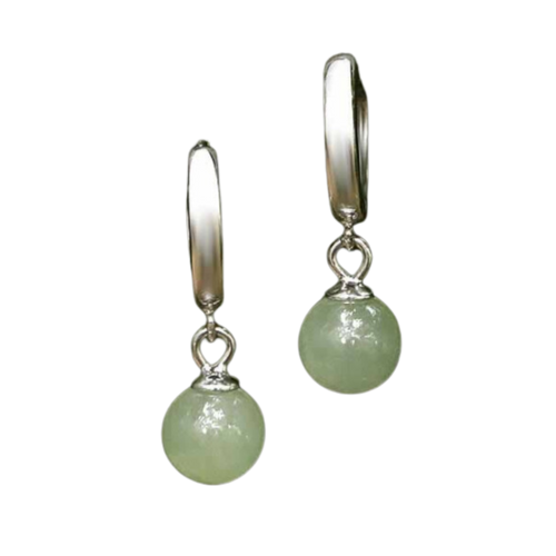 Hoop and Jade Bead Earrings