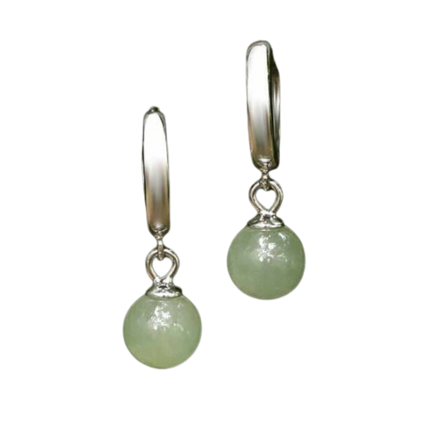 Hoop and Jade Bead Earrings