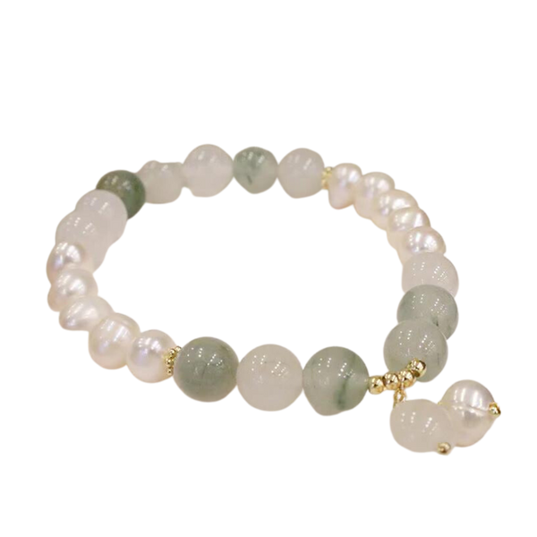 Beaded Pearl and Jade Bracelet