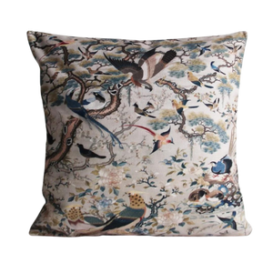 Qing Dynasty Birds Gathering Chinoiserie Pillow Cover