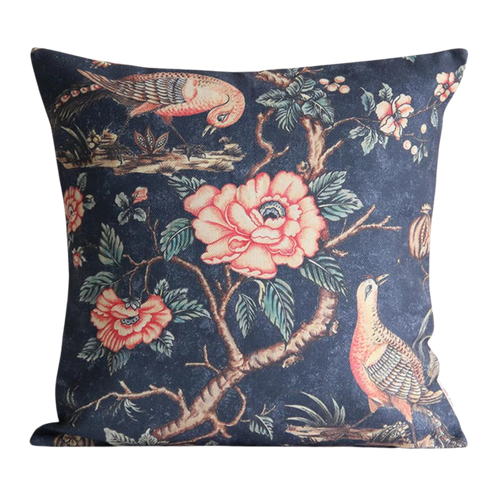Peony and Birds Pillow Cover