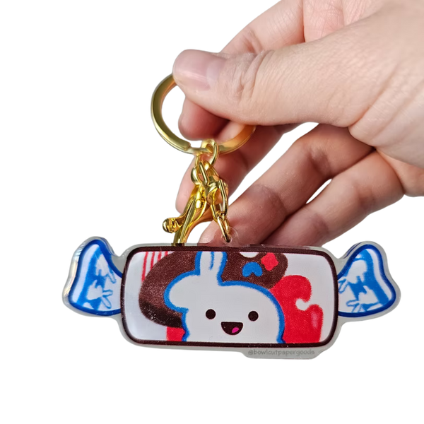 White Rabbit Candy Acrylic Keychain
