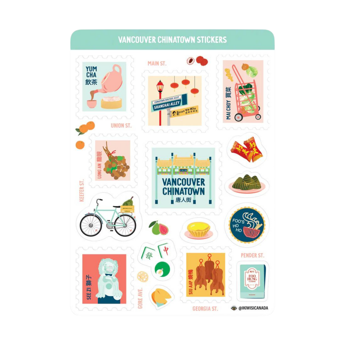 FHC X IKIWISI Vancouver Chinatown Sticker Sheet– Foo Hung Curios