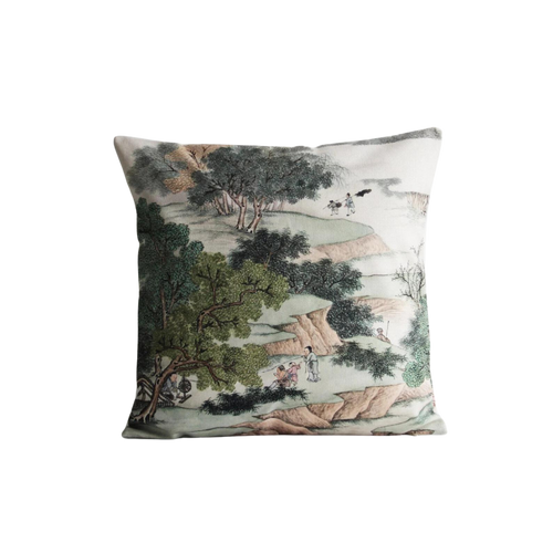 Song Dynasty Countryside Life Chinoiserie Throw Pillow Cover