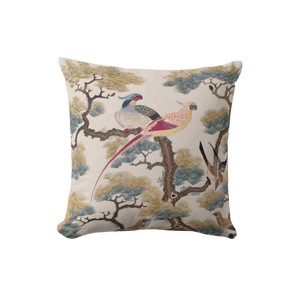 Qing Dynasty Birds Gathering Chinoiserie Pillow Cover