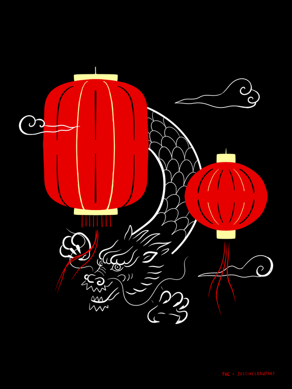 FHC x Justine Crawfart Dragon and Lantern Print