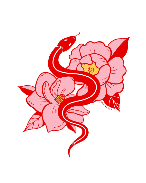 FHC x Justine Crawfart Floral Snake Print