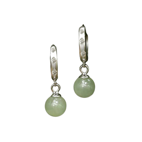 Hoop and Jade Bead Earrings