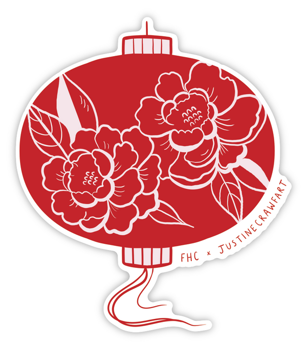 FHC x Justine Crawfart Red Floral Lantern Vinyl Sticker