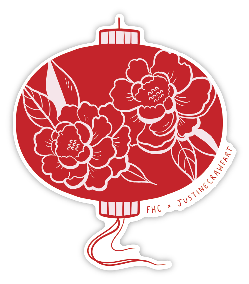 FHC x Justine Crawfart Red Floral Lantern Vinyl Sticker– Foo Hung Curios