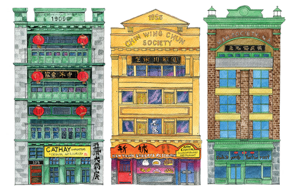 Chinatown Watercolour Illustration Trio 1 Card